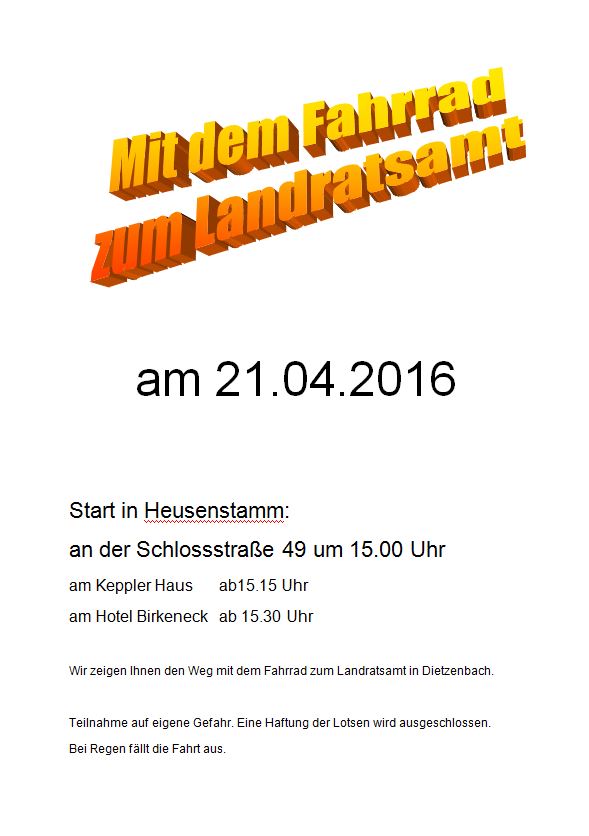 Mit den Fahrrad zum Landratsamt